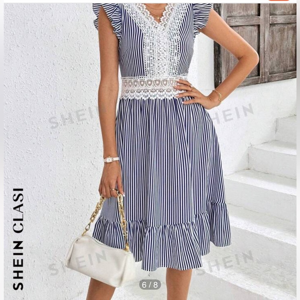 👗 Shein Blue and White Stripe Dress